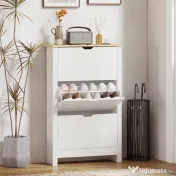 HOMCOM Dulap Slim pentru 18 Pantofi, 3 Sertare cu 2 Rafturi Reglabile Alb | Aosom Romania