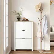 HOMCOM Dulap Slim pentru 18 Pantofi, 3 Sertare cu 2 Rafturi Reglabile Alb | Aosom Romania