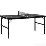 SPORTNOW Masă de Ping Pong Pliabilă cu Mâner pentru Transport, din Aluminiu și Lemn, 152x76x72 cm, Negru
