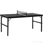 SPORTNOW Masă de Ping Pong Pliabilă cu Mâner pentru Transport, din Aluminiu și Lemn, 152x76x72 cm, Negru 