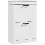 HOMCOM Dulap Modern pentru Pantofi cu 2 Sertare Rabatabile, Capacitate 10 Perechi și Raft Reglabil, 54x24x82,5 cm, Alb