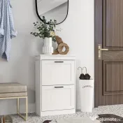 HOMCOM Dulap pentru Pantofi Spațios cu 2 Sertare Rabatabile pentru 10 Perechi de Pantofi, 54x24x82,5 cm, Alb | Aosom Romania 