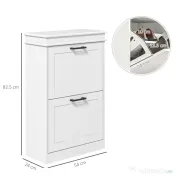 HOMCOM Dulap pentru Pantofi Spațios cu 2 Sertare Rabatabile pentru 10 Perechi de Pantofi, 54x24x82,5 cm, Alb | Aosom Romania 