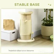 Copac de Zgariat pentru Pisici de Pana la 5kg cu 2 Mingi, Covoras din Sisal si Tapiterie din Plus, 34x25.5x58cm, Bej PawHut | Aosom Romania 