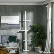 PawHut Arbore de Zgâriat pentru Pisici, 55x38x225-255 cm, Alb | Aosom Romania 