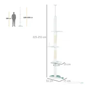 PawHut Arbore de Zgâriat pentru Pisici, 55x38x225-255 cm, Alb | Aosom Romania 