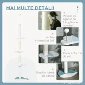 PawHut Arbore de Zgâriat pentru Pisici, 55x38x225-255 cm, Alb | Aosom Romania 