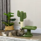 Copac de 55,5cm in Forma de Cactus pentru Pisici de Interior, Turn pentru Pisici cu Stalpi de Zgariat, Pat, Minge, Verde PawHut | Aosom Romania 