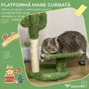 Copac de 55,5cm in Forma de Cactus pentru Pisici de Interior, Turn pentru Pisici cu Stalpi de Zgariat, Pat, Minge, Verde PawHut | Aosom Romania 