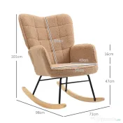 HOMCOM Fotoliu Balansoar de Interior Tapițat, Fotoliu Balansoar Relaxant din Blană cu Brațe, 71x98x101 cm, Maro | Aosom Romania