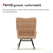 HOMCOM Fotoliu Balansoar de Interior Tapițat, Fotoliu Balansoar Relaxant din Blană cu Brațe, 71x98x101 cm, Maro | Aosom Romania