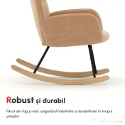 HOMCOM Fotoliu Balansoar de Interior Tapițat, Fotoliu Balansoar Relaxant din Blană cu Brațe, 71x98x101 cm, Maro | Aosom Romania