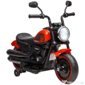 HOMCOM Motocicleta Electrica pentru Copii 18-36 Luni, cu Roti Suplimentare si Far, din PP si Metal ,Rosu si Negru | Aosom Romania 