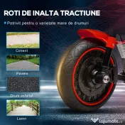 HOMCOM Motocicleta Electrica pentru Copii 18-36 Luni, cu Roti Suplimentare si Far, din PP si Metal ,Rosu si Negru | Aosom Romania 