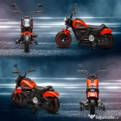 HOMCOM Motocicleta Electrica pentru Copii 18-36 Luni, cu Roti Suplimentare si Far, din PP si Metal ,Rosu si Negru | Aosom Romania 