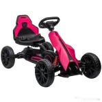 HOMCOM Go Kart cu pedale, mașină pentru copii, scaun reglabil, roz și negru