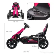 Homcom Kart Copii cu Pedale – Scaun Reglabil, Roti EVA 100×58×58.5 cm | Aosom Romania 