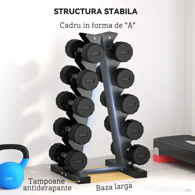 SPORTNOW Suport pentru Gantere cu 5 Niveluri, Suport de Depozitare a Halterelor, Copac pentru Greutati din Otel | Aosom Romania