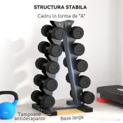SPORTNOW Suport pentru Gantere cu 5 Niveluri, Suport de Depozitare a Halterelor, Copac pentru Greutati din Otel | Aosom Romania 