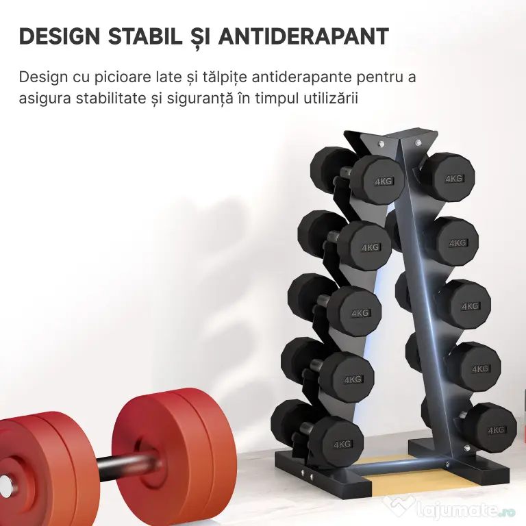 SPORTNOW Suport pentru Gantere cu 5 Niveluri, Suport de Depozitare a Halterelor, Copac pentru Greutati din Otel | Aosom Romania