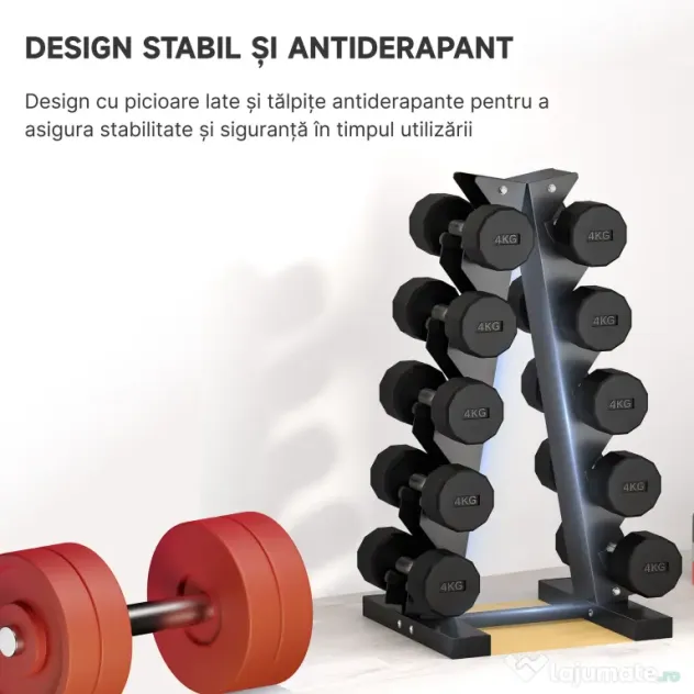 SPORTNOW Suport pentru Gantere cu 5 Niveluri, Suport de Depozitare a Halterelor, Copac pentru Greutati din Otel | Aosom Romania