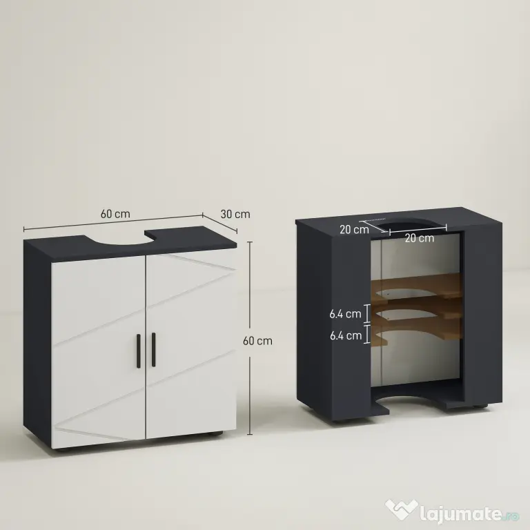 kleankin Dulap pentru Chiuveta cu Picior, Dulap de Baie, Dulap de Depozitare pentru Chiuveta pentru Podea | Aosom Romania