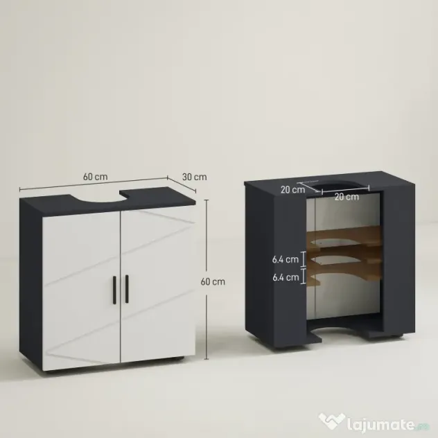 kleankin Dulap pentru Chiuveta cu Picior, Dulap de Baie, Dulap de Depozitare pentru Chiuveta pentru Podea | Aosom Romania