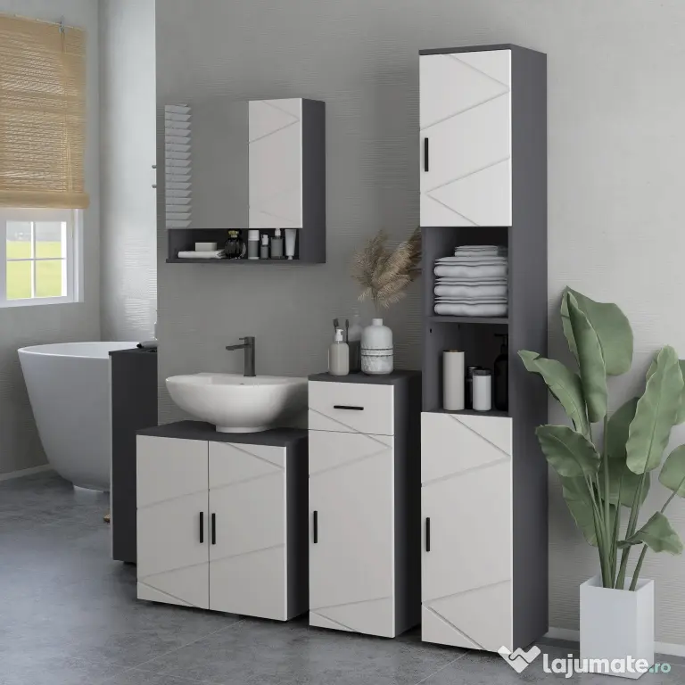 kleankin Dulap pentru Chiuveta cu Picior, Dulap de Baie, Dulap de Depozitare pentru Chiuveta pentru Podea | Aosom Romania