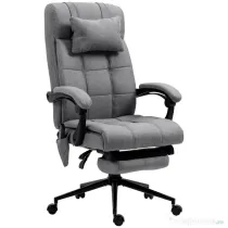 Vinsetto Scaun Birou cu Masaj și cu Încălzire, Fotoliu Birou cu Spătar Înclinabil 155°, Suport Picioare, 66x76x112-120cm,Gri | Aosom Romania