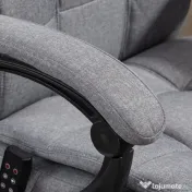 Vinsetto Scaun Birou cu Masaj și cu Încălzire, Fotoliu Birou cu Spătar Înclinabil 155°, Suport Picioare, 66x76x112-120cm,Gri | Aosom Romania