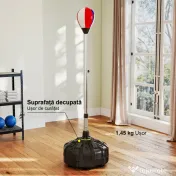 SPORTNOW Punching Ball de Podea cu Bază Umplubilă și Ventuze, Înălțime Reglabilă de la 147-165 cm, Negru 