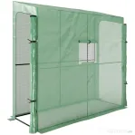 Outsunny Seră de Grădină de Perete cu 2 Uși Rulabile și Acoperire din PE Anti-UV, 200x80x200 cm, Verde
