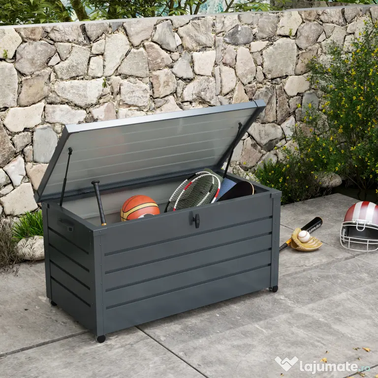 Outsunny Cutie de depozitare 331 de litri pentru exterior cu roti