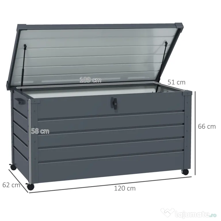 Outsunny Cutie de depozitare 331 de litri pentru exterior cu roti