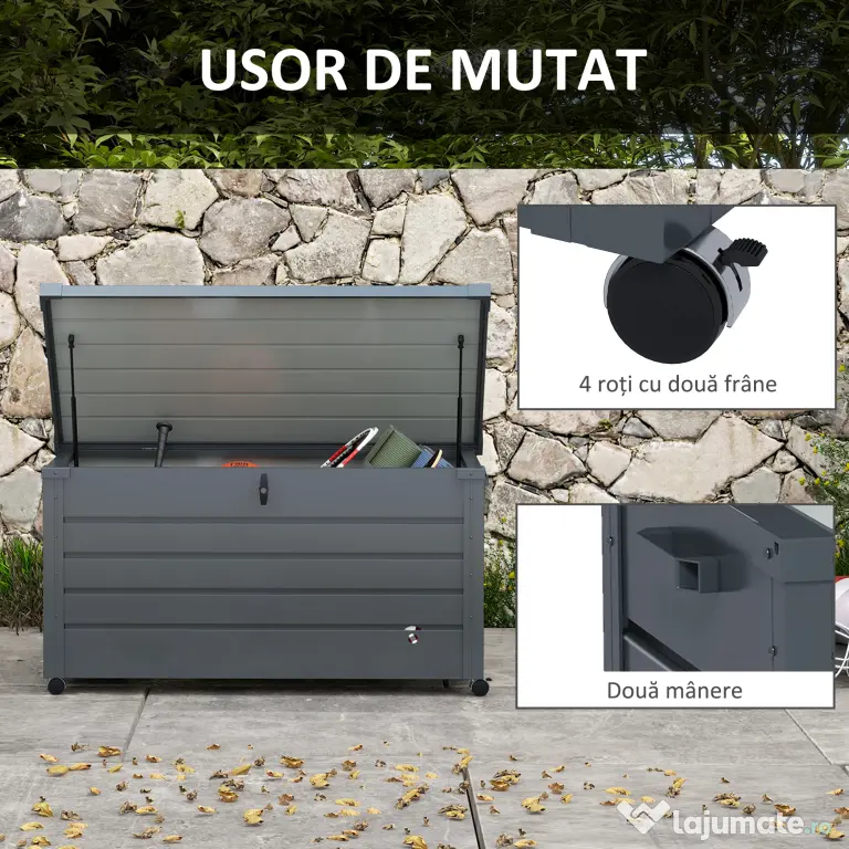 Outsunny Cutie de depozitare 331 de litri pentru exterior cu roti