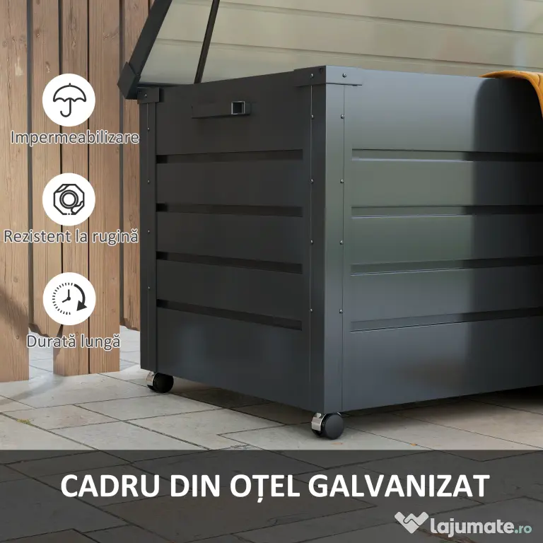 Outsunny Cutie de depozitare 331 de litri pentru exterior cu roti