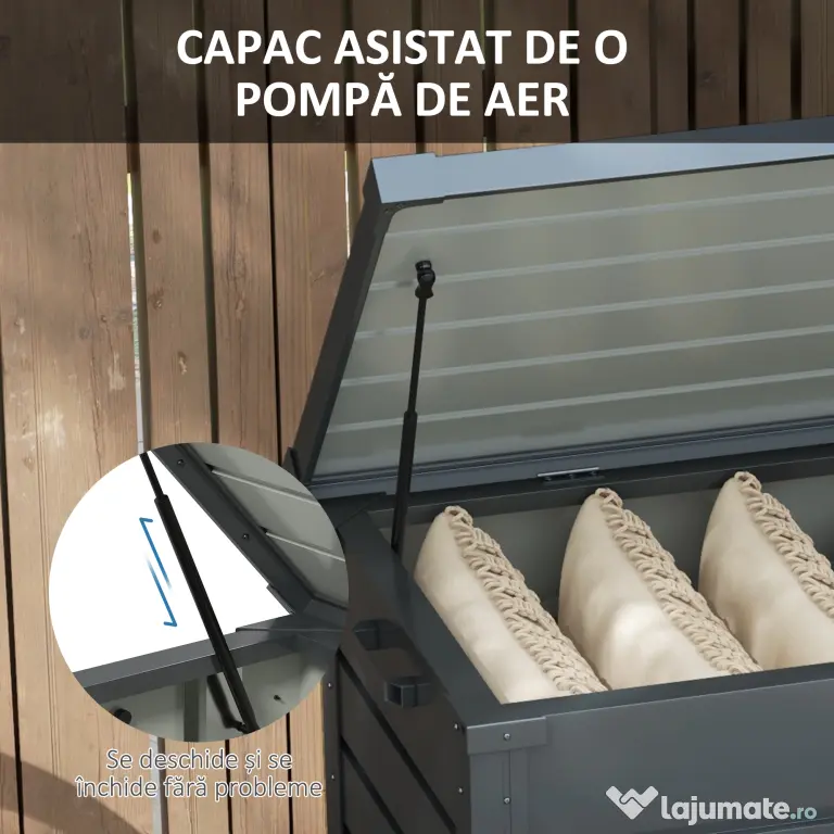 Outsunny Cutie de depozitare 331 de litri pentru exterior cu roti