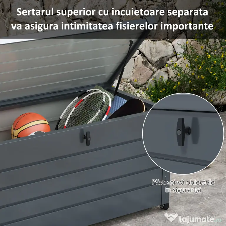 Outsunny Cutie de depozitare 331 de litri pentru exterior cu roti