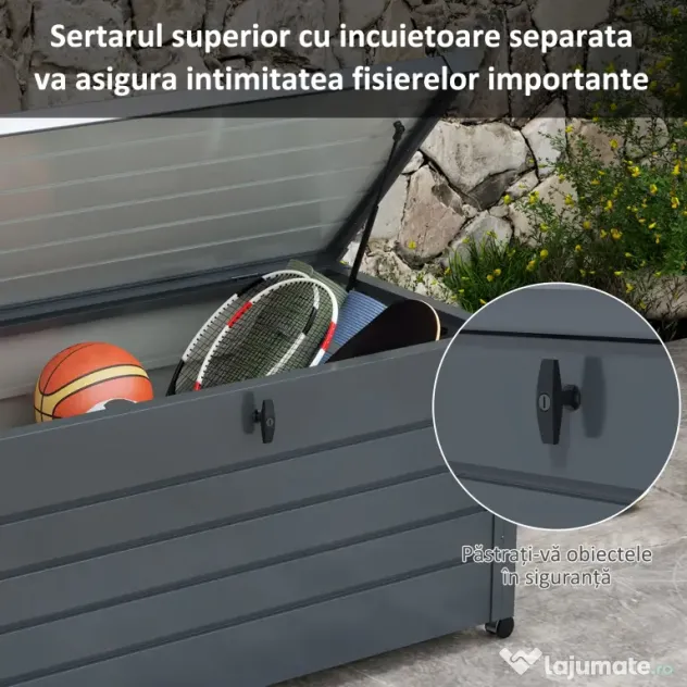 Outsunny Cutie de depozitare 331 de litri pentru exterior cu roti