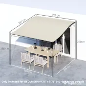 Outsunny Prelată de Rezervă pentru Pergolă cu 16 Orificii de Drenaj, Carlige și Inele, 297x297 cm, Bej | Aosom Romania 