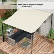 Outsunny Prelată de Rezervă pentru Pergolă cu 16 Orificii de Drenaj, Carlige și Inele, 297x297 cm, Bej | Aosom Romania 