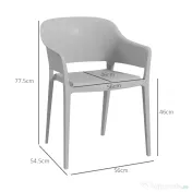 Outsunny Scaune de Grădină Gri, Set 4 Bucăți, Confortabile cu Spătar Înalt și Cotiere, Scaune Stivuibile din PP, 56x54.5x77.5 cm | Aosom Romania 
