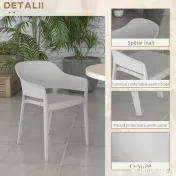Outsunny Scaune de Grădină Gri, Set 4 Bucăți, Confortabile cu Spătar Înalt și Cotiere, Scaune Stivuibile din PP, 56x54.5x77.5 cm | Aosom Romania 