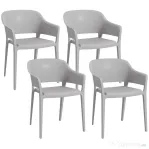 Outsunny Set 4 Scaune Gradina PP Exterior – Spatar inalt & Cotiera, Stivuibile