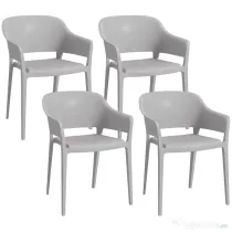 Outsunny Set 4 Scaune Gradina PP Exterior – Spatar inalt & Cotiera, Stivuibile