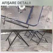 Outsunny Set de Grădină 5 Piese – 4 Scaune Pliabile din Textilene și Masă din Sticlă Securizată, Gri | Aosom Romania 