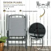 Outsunny Set de Exterior din 3 Piese cu Masă  cu Blat din Sticlă și 2 Scaune Pliabile din Plasă, Ф45x50 cm, Gri Deschis | Aosom Romania 