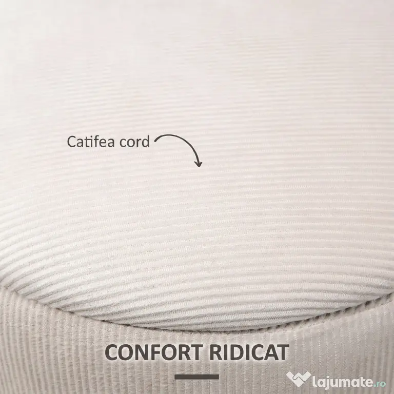 HOMCOM Set de 2 Pouf-uri pentru Depozitare Salvaspazio Rotunde și Îmbunătățite din Catifea cu Nervuri, Alb | Aosom Romania