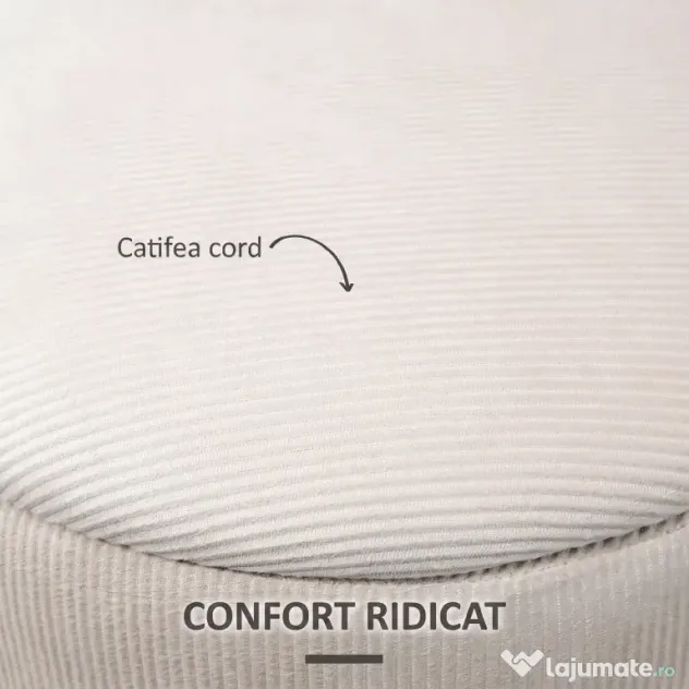 HOMCOM Set de 2 Pouf-uri pentru Depozitare Salvaspazio Rotunde și Îmbunătățite din Catifea cu Nervuri, Alb | Aosom Romania
