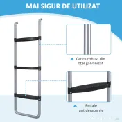 SPORTNOW Scară Acces Trambulină 3 Trepte sau 2 Trepte Late Capacitate 120kg 97x32cm | Aosom Romania 